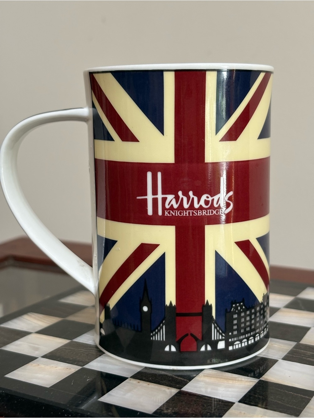 Harrods Bone China Mug British Flag